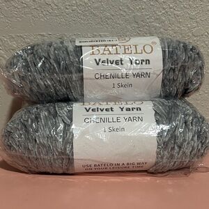 Batelo Velvet Chenille Yarn Gray for 200g/ 7.05oz 290m/317.1yd X 3 Skeins
